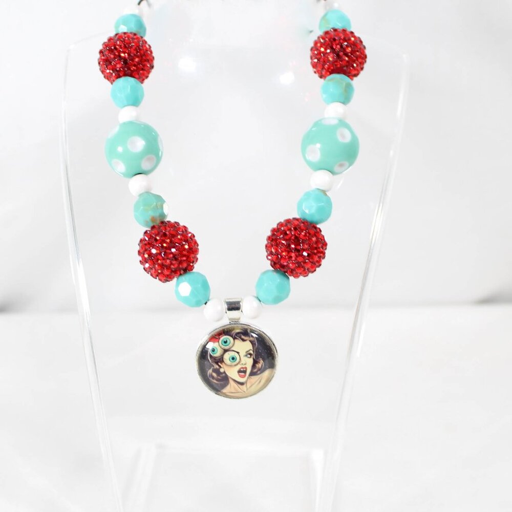 🔨 Only Have Eyes for You Horror Pinup Necklace 1950s Sci-Fi Gothic Rockabilly
